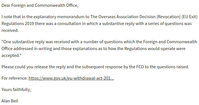 a screenshot of the FOI request